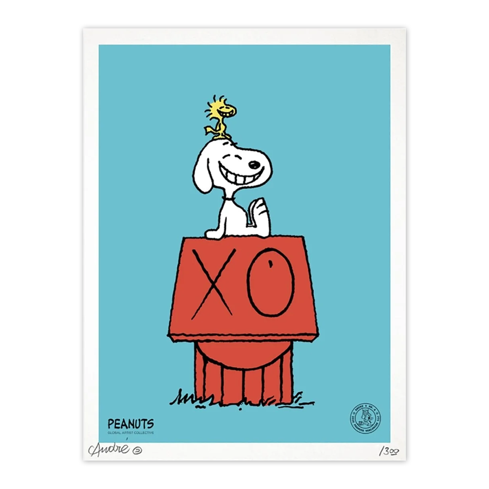 Snoopy on Red House Poster (Blue, 액자포함) / 앙드레 사라이바 포스터 / Andre Saraiva / 45 cm x 61 cm / 리미티드 에디션