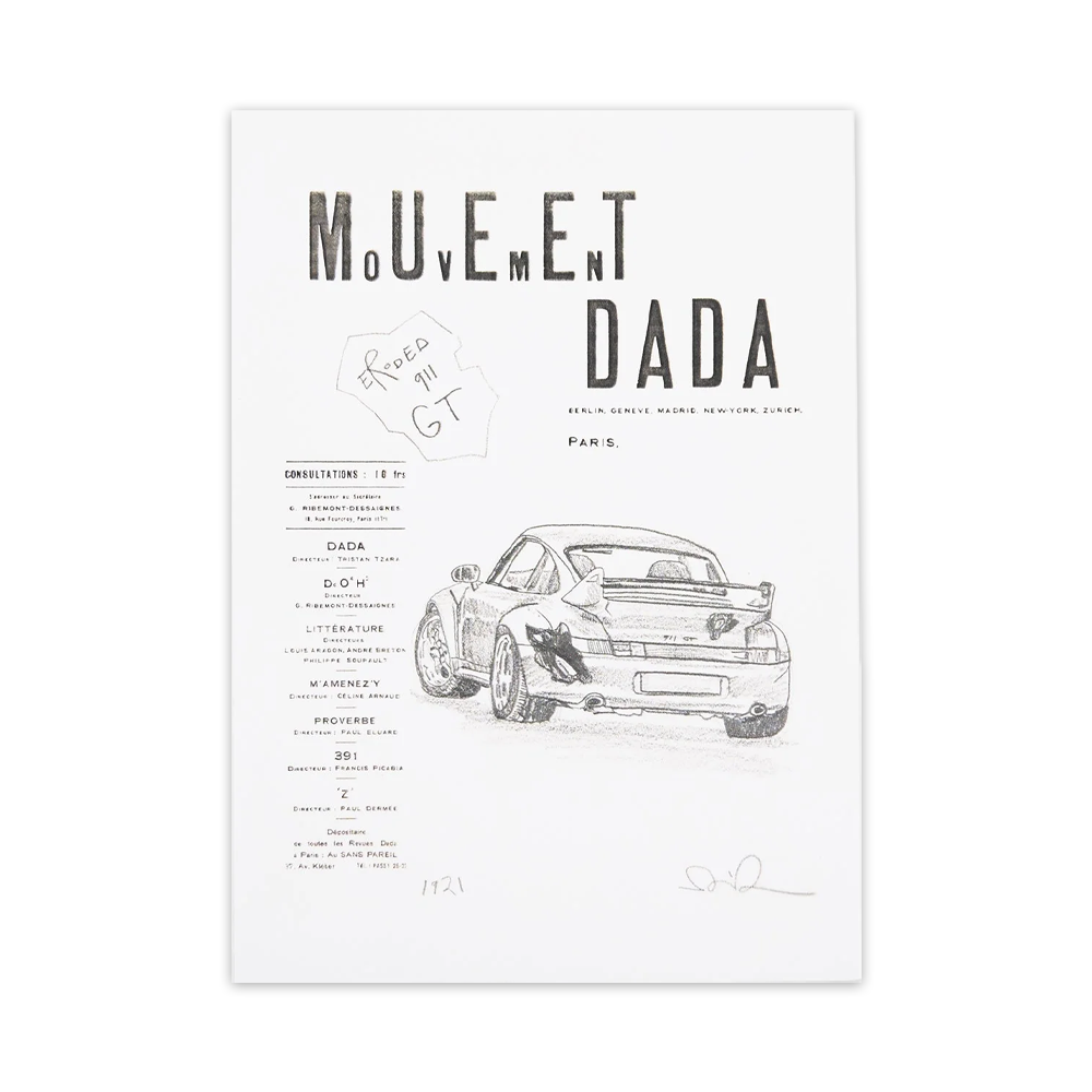 다니엘 아샴 포스트카드 / Dada Movement Letterhead : Study for Eroded Porsche 911 GT, 2023 / Daniel Arsham / 다니엘 아샴 엽서
