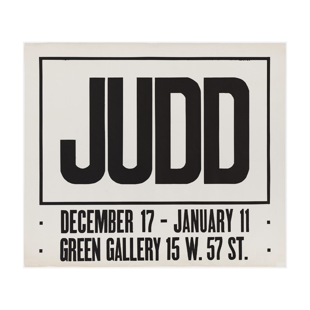 Don Judd Exhibition Poster, Green Gallery, 1963 / 도널드 저드 포스터 / Donald Judd  / 48.3 cm x 55.9 cm